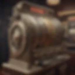 A collection of antique slot machines showcasing different designs and eras