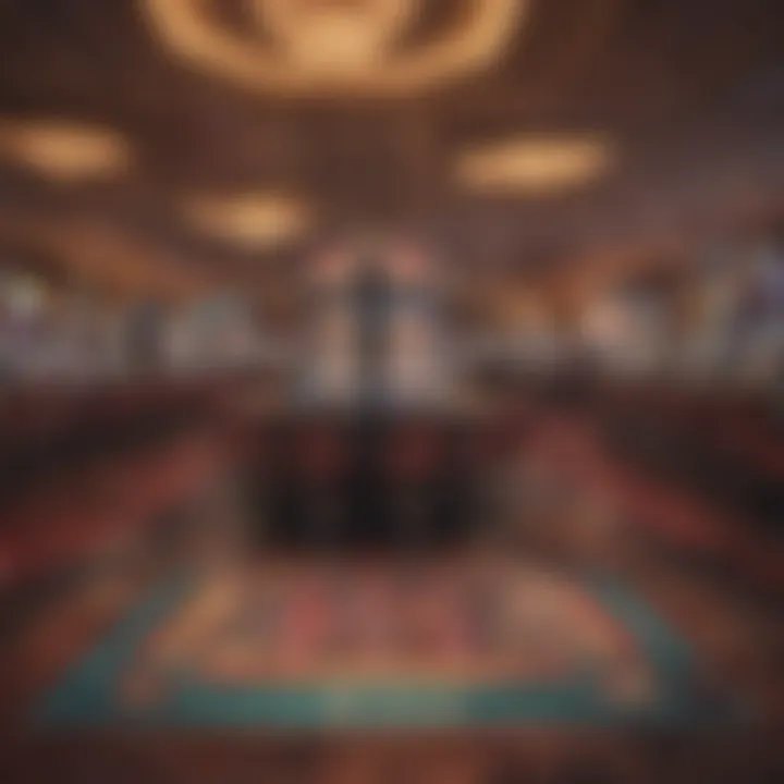 A vibrant gaming floor filled with slot machines and table games