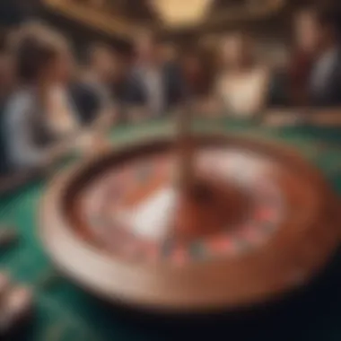 A roulette table filled with eager participants enjoying the game.