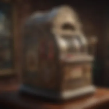 Antique Slot Machine at a Collector's Exhibition An antique slot machine displayed at a collector's exhibition