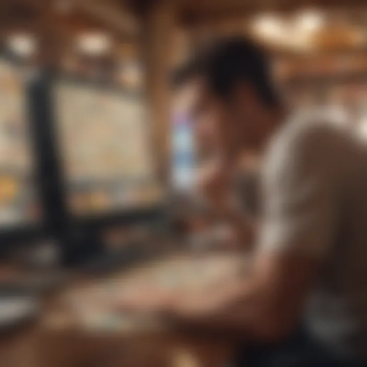 A person contemplating choices while browsing online lotteries