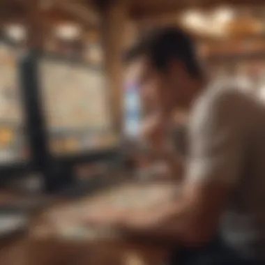 Weighing Risks and Rewards of Online Scratch-Offs A person contemplating choices while browsing online lotteries