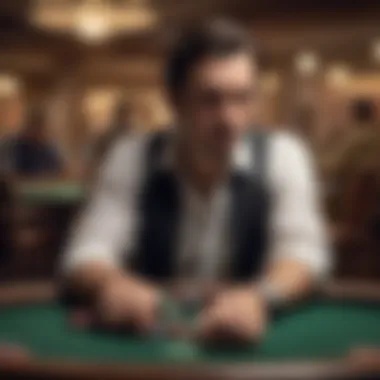 Contemplative Player in Texas Hold'em A thoughtful player contemplating their next move in Texas Hold'em