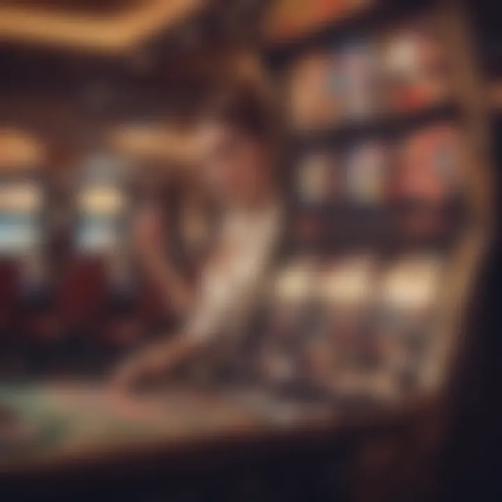 Gamer strategizing with casino machine