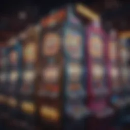Vibrant illustration of various online slot machines on digital devices