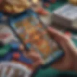 Colorful representation of various card game applications on a smartphone screen
