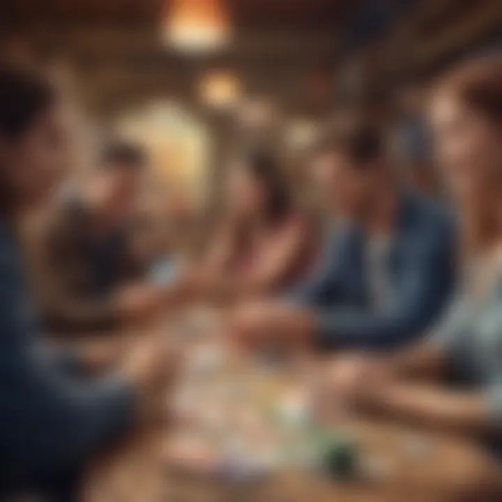 Illustration of social features in card game apps, highlighting community interaction