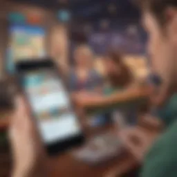 User engaging with lottery application on a mobile device