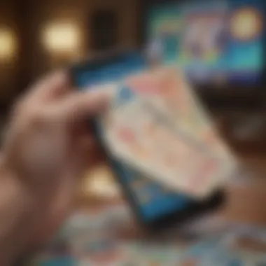 Digital Lottery Experience Digital representation of lottery tickets on a smartphone