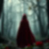 A mystical forest backdrop representing the theme of the Red Riding Hood game