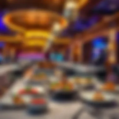 Culinary delights presented in the elegant dining area of the venue Dining area with diverse culinary offerings
