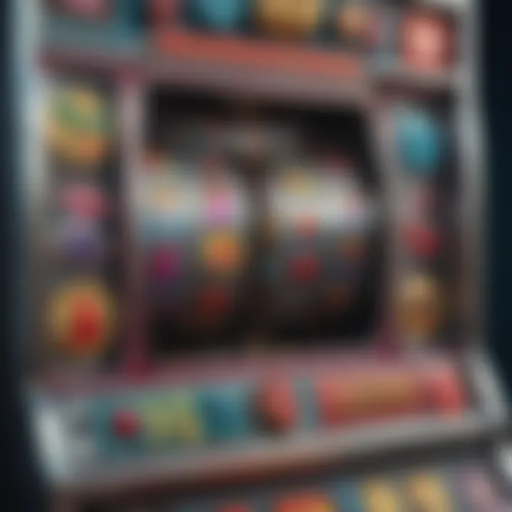 Colorful slot machine display showcasing various symbols