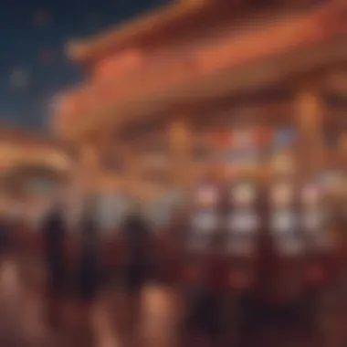 A vibrant casino environment showcasing Chinese fortune slot machines