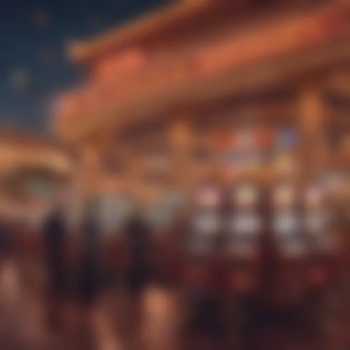 A vibrant casino environment showcasing Chinese fortune slot machines