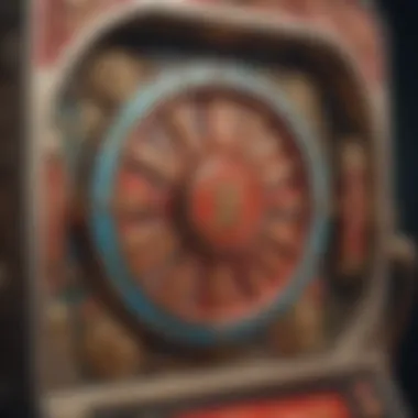 A close-up of a slot machine featuring traditional Chinese symbols