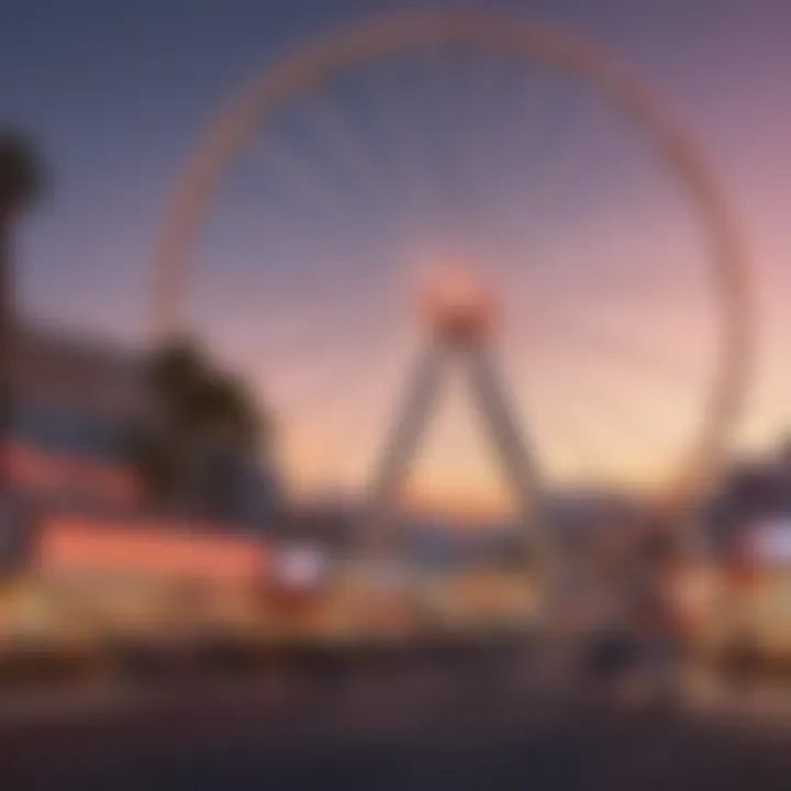 A comparison image featuring the giant wheel alongside other iconic Las Vegas attractions.