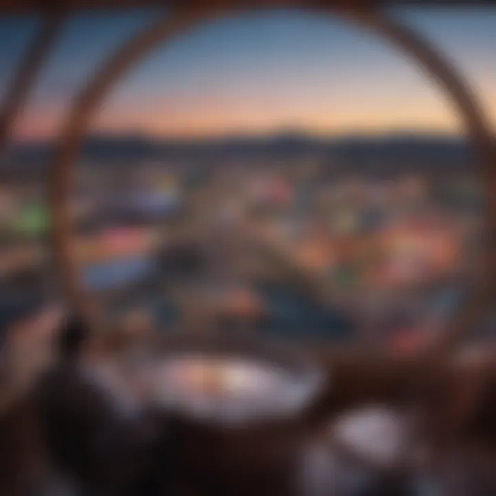 Panoramic perspective from one of the enclosed cabins, highlighting the vibrant city below.