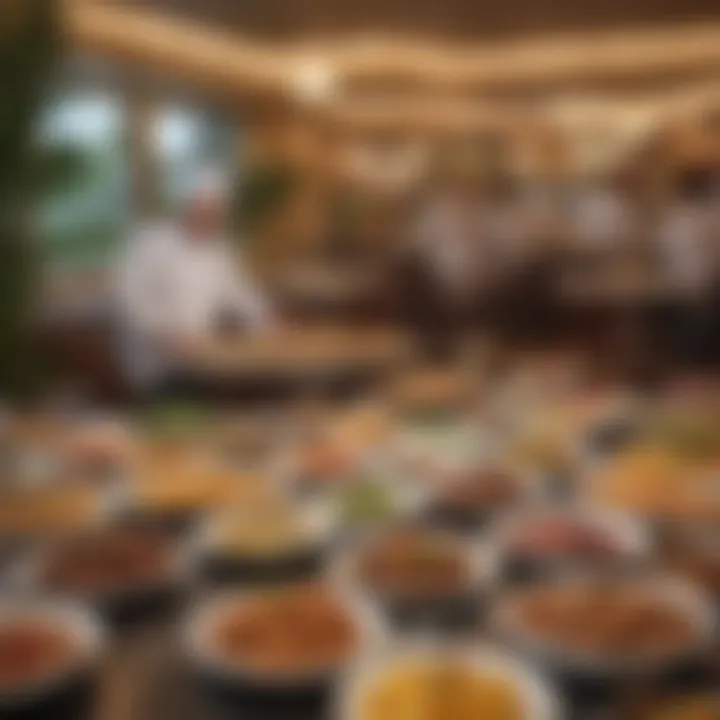 Diverse dining options in the Palms Hotel featuring gourmet dishes