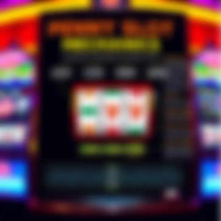 An infographic detailing the mechanics of penny slots including paylines and bet configurations