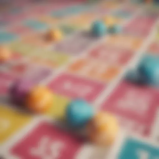 Colorful bingo cards spread across a table