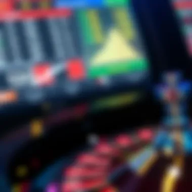 Close-up of a digital betting interface for online roulette