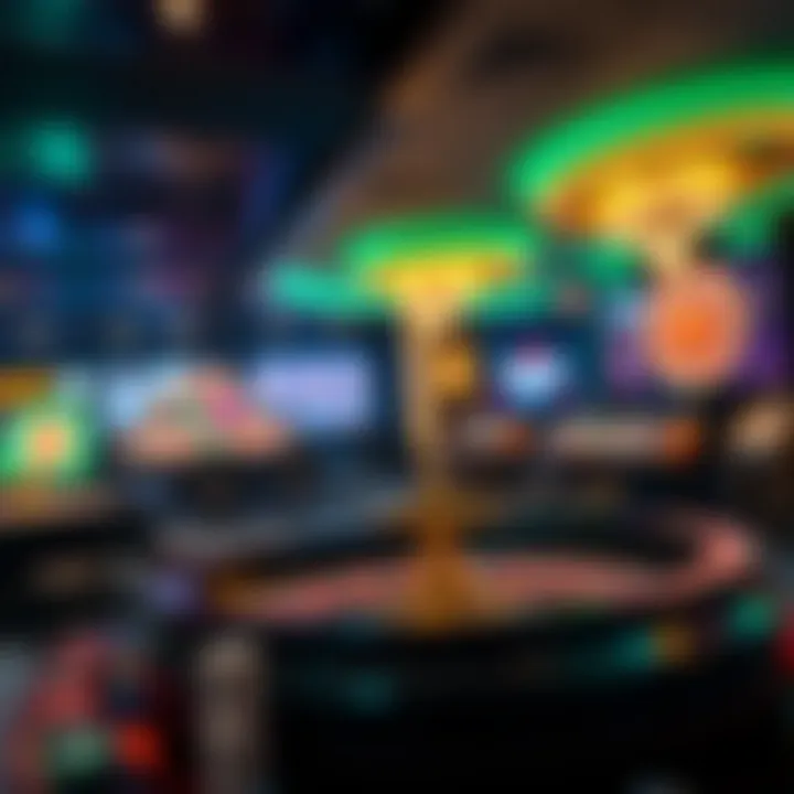 A virtual casino environment showcasing various online roulette games
