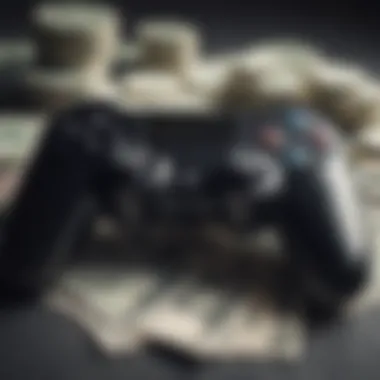 Controller and Cash Rewards Close-up of a gaming controller with currency notes in the background