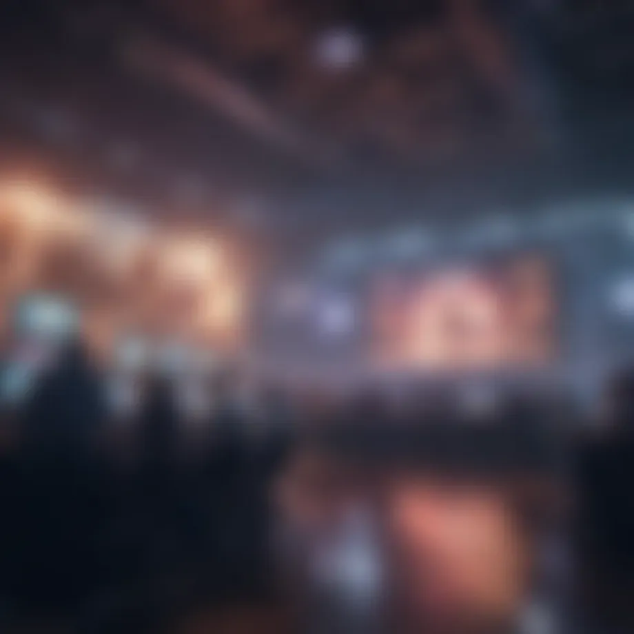 A vibrant esports tournament stage showcasing players in action