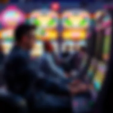 Illustration of players engaged in strategic slot gaming