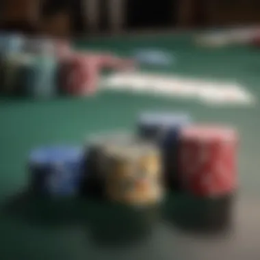Essentials of the Game: Poker Chips and Cards A detailed view of poker chips and cards on a table