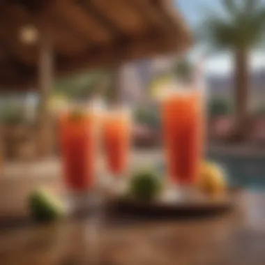 Refreshing drinks served in a cabana at Red Rock Casino