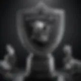 Las Vegas Raiders logo and Super Bowl trophy