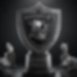 Las Vegas Raiders logo and Super Bowl trophy