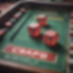 An intricate electronic craps game interface displaying vibrant graphics