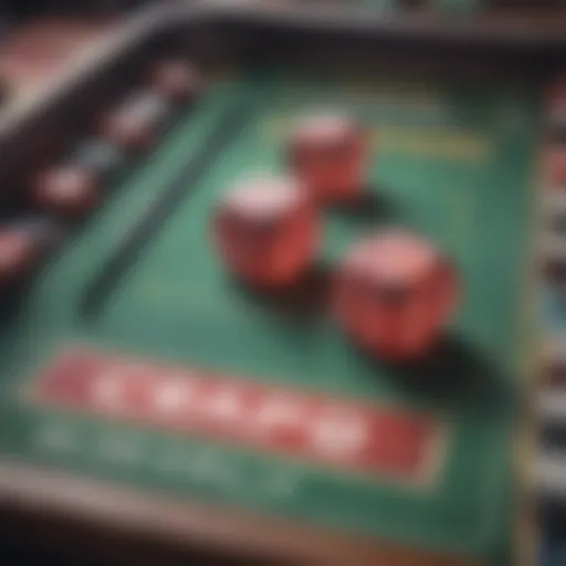An intricate electronic craps game interface displaying vibrant graphics