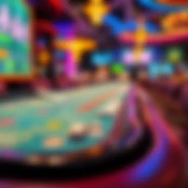 Close-up of a popular table game in a Hong Kong casino, highlighting vibrant chips and cards