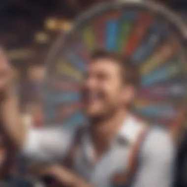 Celebrating a Big Win at Wheel of Fortune Close-up of a player celebrating a win at the slot machine